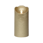 Lumineo BO Led Wax Candle with Wave Top 7.5 x 15cm - Gold/Warm White